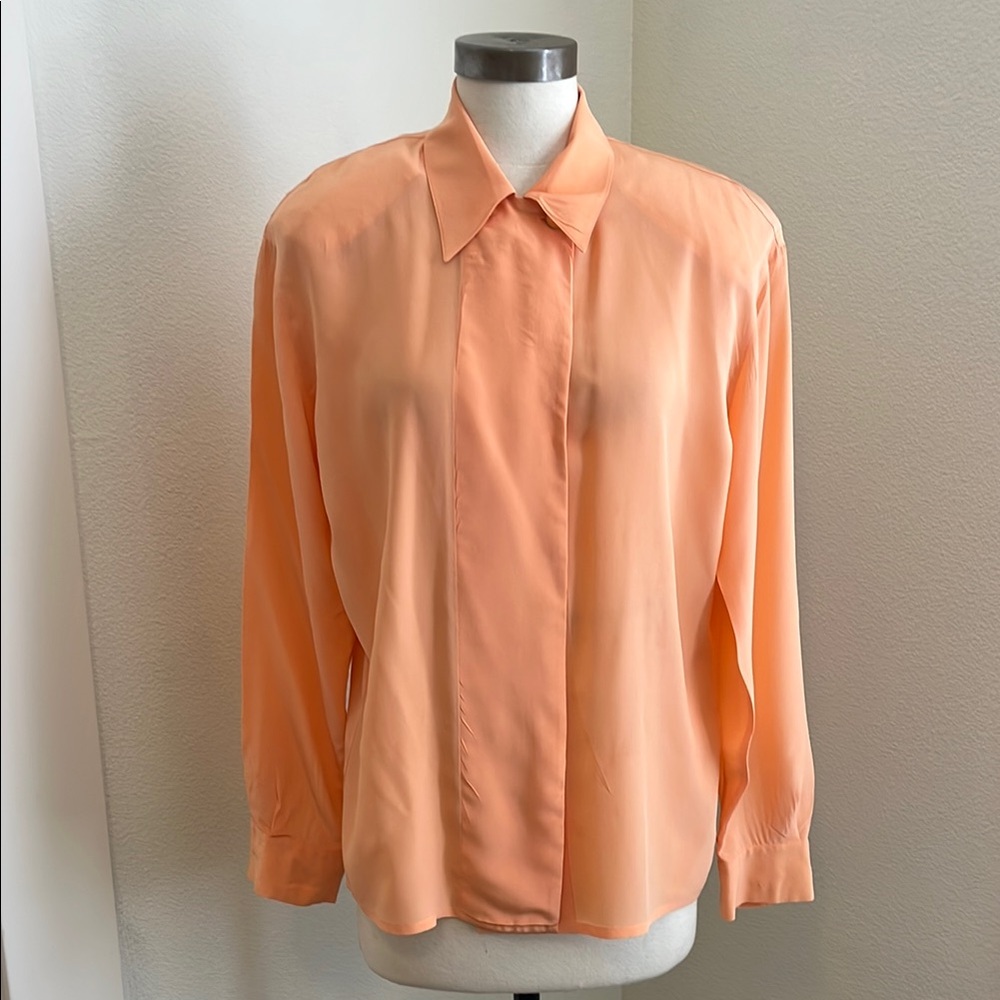 Escada Orange Dress Shirt Luxurious Silk
